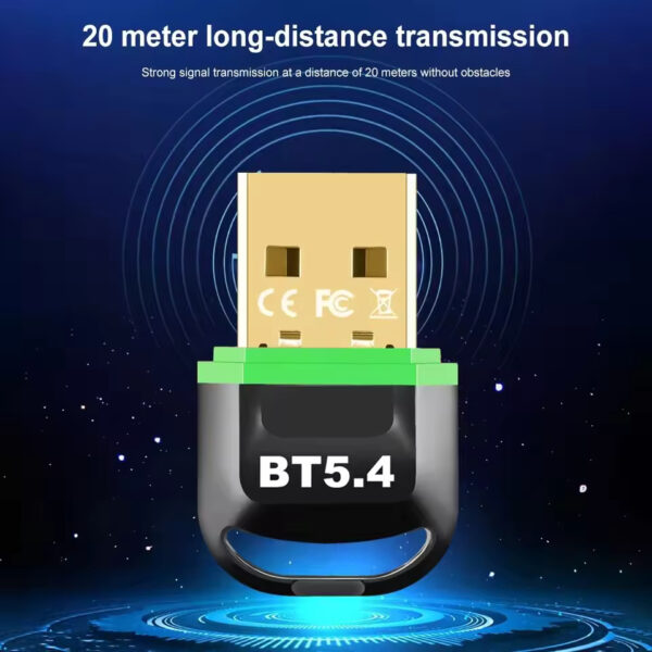 USB Bluetooth 5.4/5.3 Dongle Adapter – Wireless Receiver & Transmitter for PC, Speakers, Mouse, Keyboard & Audio | Plug & Play