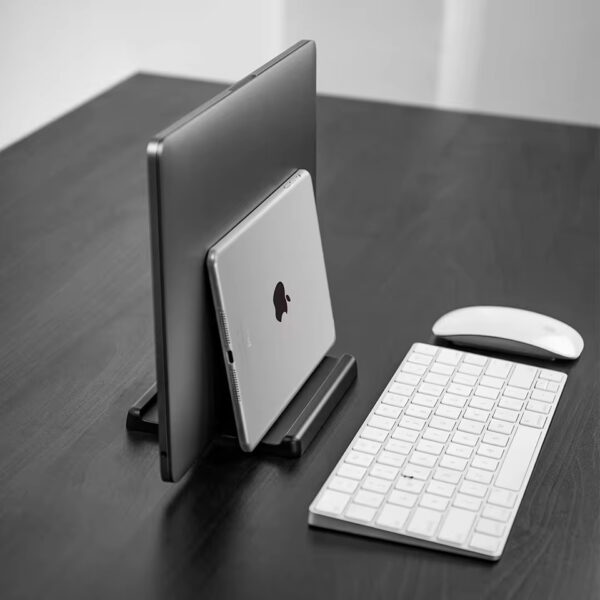 Vaydeer Vertical Laptop Stand – Adjustable Plastic Holder for MacBook, Tablet & Phone | Space-Saving Desktop Dock Accessory