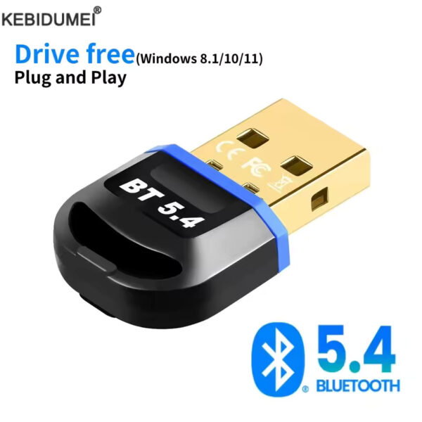 USB Bluetooth 5.4/5.3 Dongle Adapter – Wireless Receiver & Transmitter for PC, Speakers, Mouse, Keyboard & Audio | Plug & Play